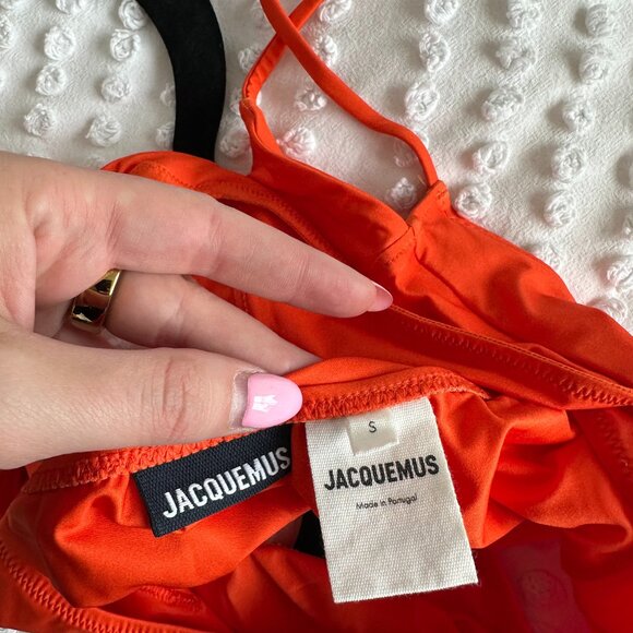 Jacquemus One Piece Swimsuit Orange Cut-Out High Cut Legs Sz Small - Picture 3 of 10